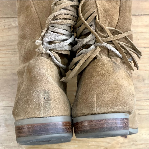 Aldo Cyndy Suede Fringe Detail Tall Boots 9 Pull On Bohemian Western Casual - Picture 10 of 14